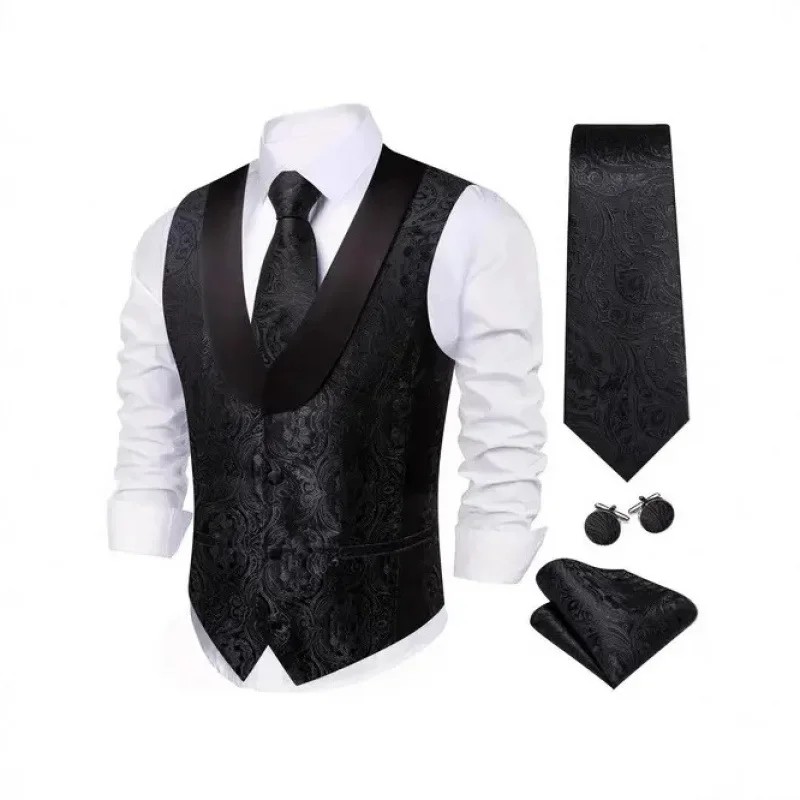 Slim Fit Single Button Men's Vest New 2025 Cross-Border Style Tailored Suit Collar Wedding Groomsmen Formal Wear